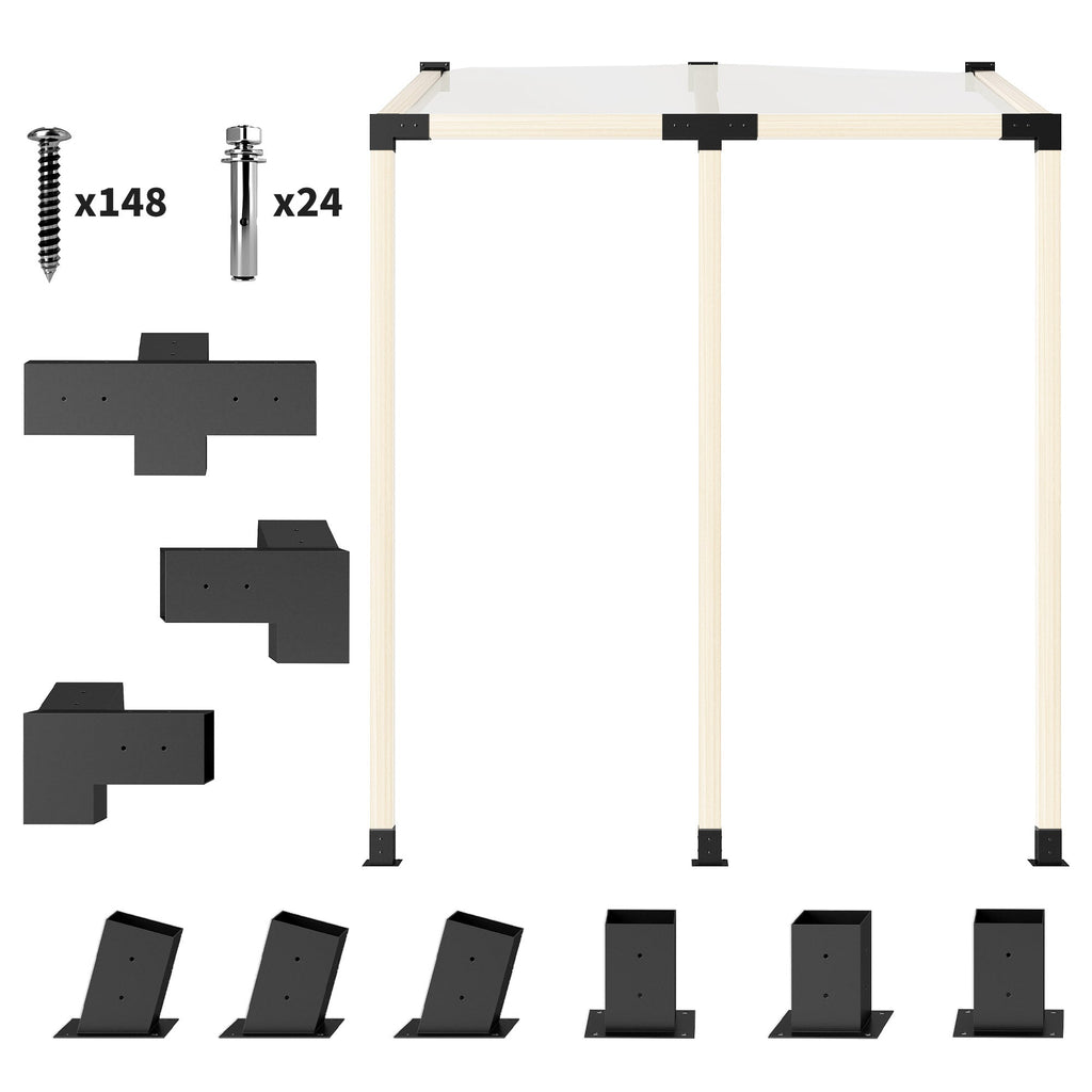 9 PCS Pergola Bracket Kit for 4" x 4" Lumber, Black