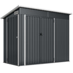 7.5' x 4.3' Metal Outdoor Storage Shed with Lockable Doors, Dark Grey