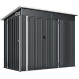 7.5' x 4.3' Metal Outdoor Storage Shed with Lockable Doors, Dark Grey