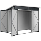 7.5' x 4.3' Metal Outdoor Storage Shed with Lockable Doors, Dark Grey