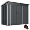 7.5' x 4.3' Metal Outdoor Storage Shed with Lockable Doors, Dark Grey