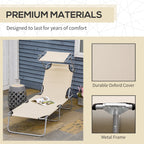 Adjustable Folding Lounge Chair with Sun Shade, Beige