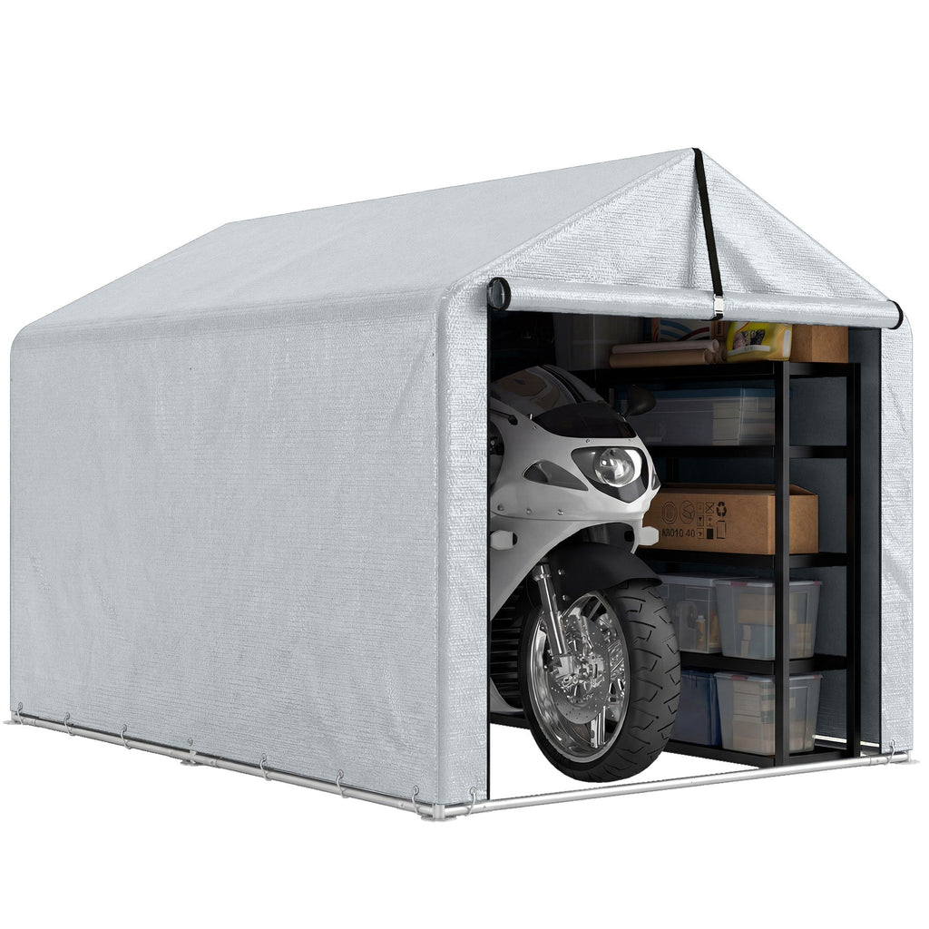 7' x 5' Portable Shed with Roll-up Zipper Door, Light Grey