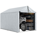 7' x 5' Portable Shed with Roll-up Zipper Door, Light Grey