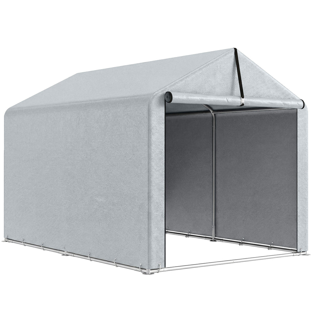 7' x 5' Portable Shed with Roll-up Zipper Door, Light Grey