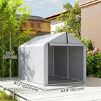 7' x 5' Portable Shed with Roll-up Zipper Door, Light Grey