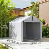 7' x 5' Portable Shed with Roll-up Zipper Door, Light Grey