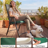 Set of 6 Chair Cushion Seat Pads with Straps, Green