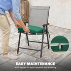 Set of 6 Chair Cushion Seat Pads with Straps, Green