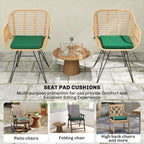 Set of 6 Chair Cushion Seat Pads with Straps, Green