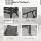 4pc Patio Furniture Set with Foldable Chairs, Loveseat and Glass Table, Mixed Grey