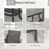 4pc Patio Furniture Set with Foldable Chairs, Loveseat and Glass Table, Mixed Grey