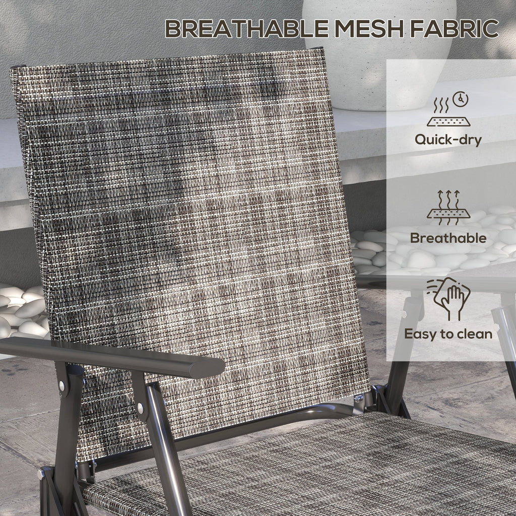 4pc Patio Furniture Set with Foldable Chairs, Loveseat and Glass Table, Mixed Grey
