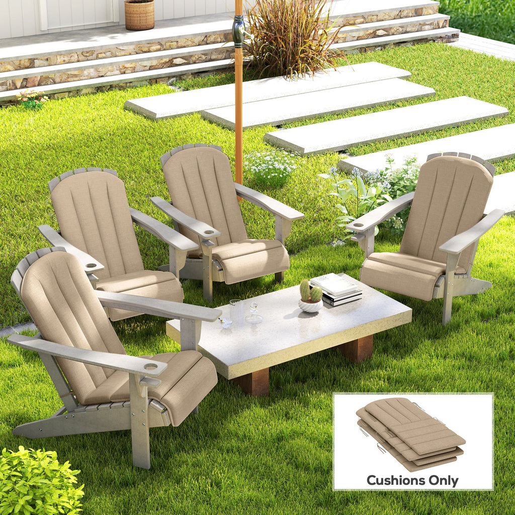 4-Piece Adirondack Chair Cushions, 49" x 20" x 2", Beige