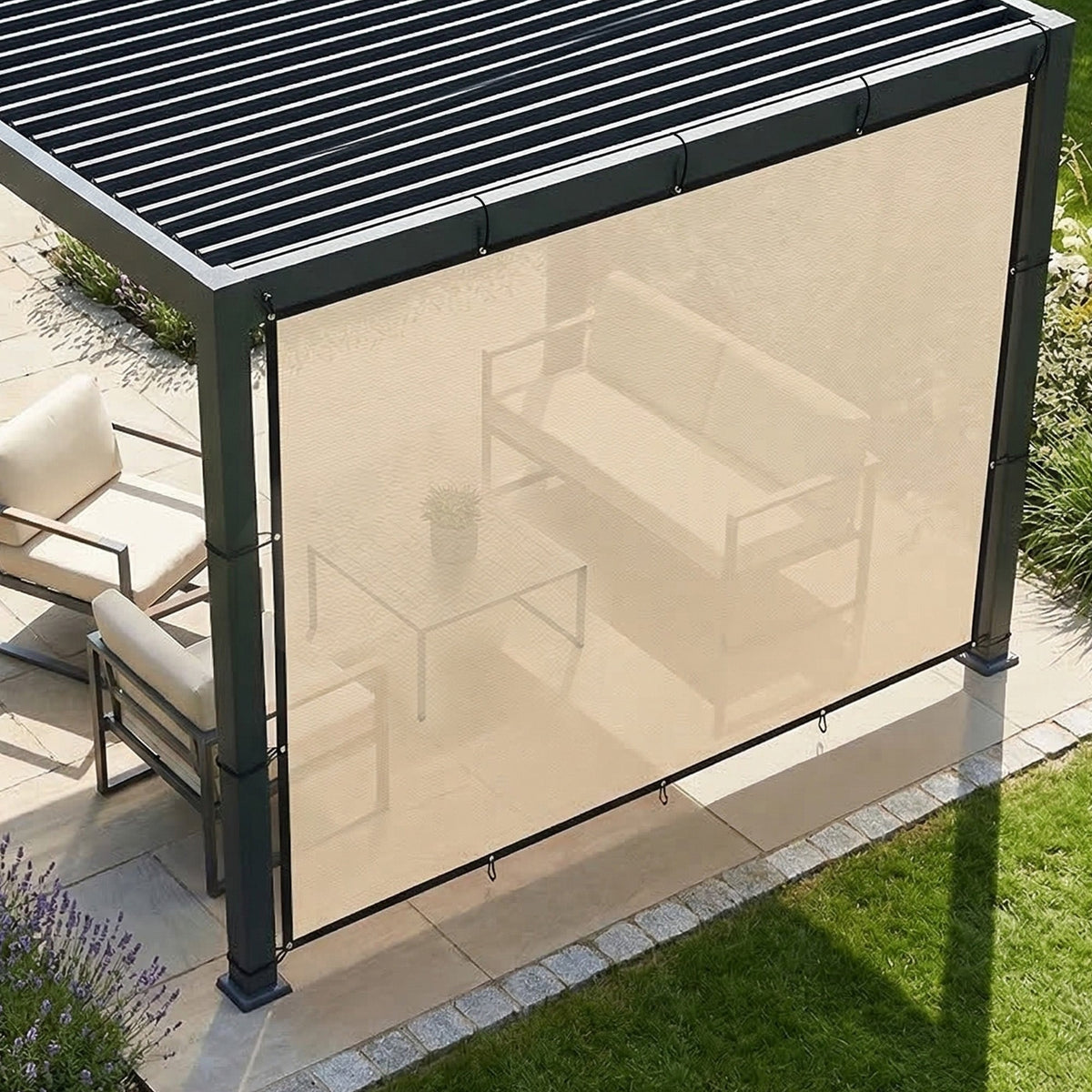 Rectangle Shade Sail 3 x 3.6 m Beige with SS Eyelets & Bungee Cords, UV-blocking