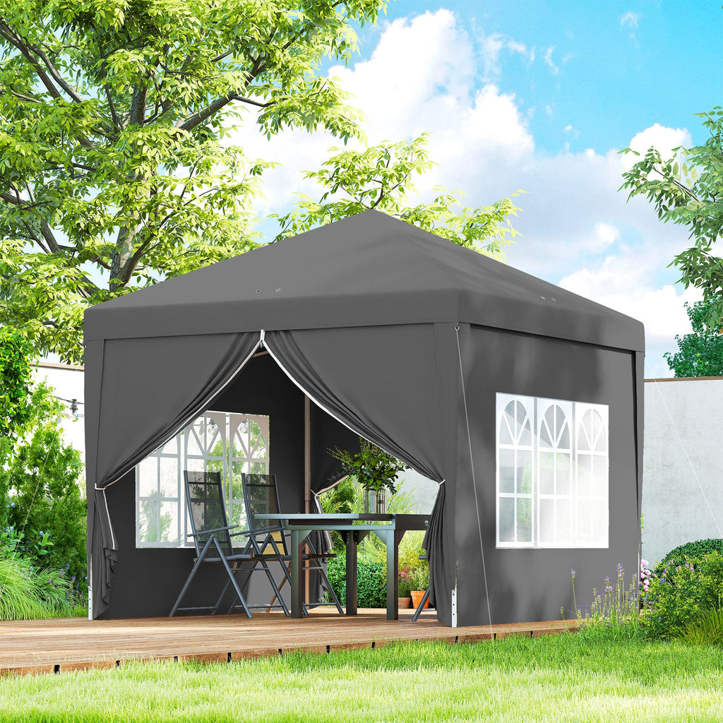 10' x 10' Pop-Up Party Tent Canopy with Carrying Bag, Grey