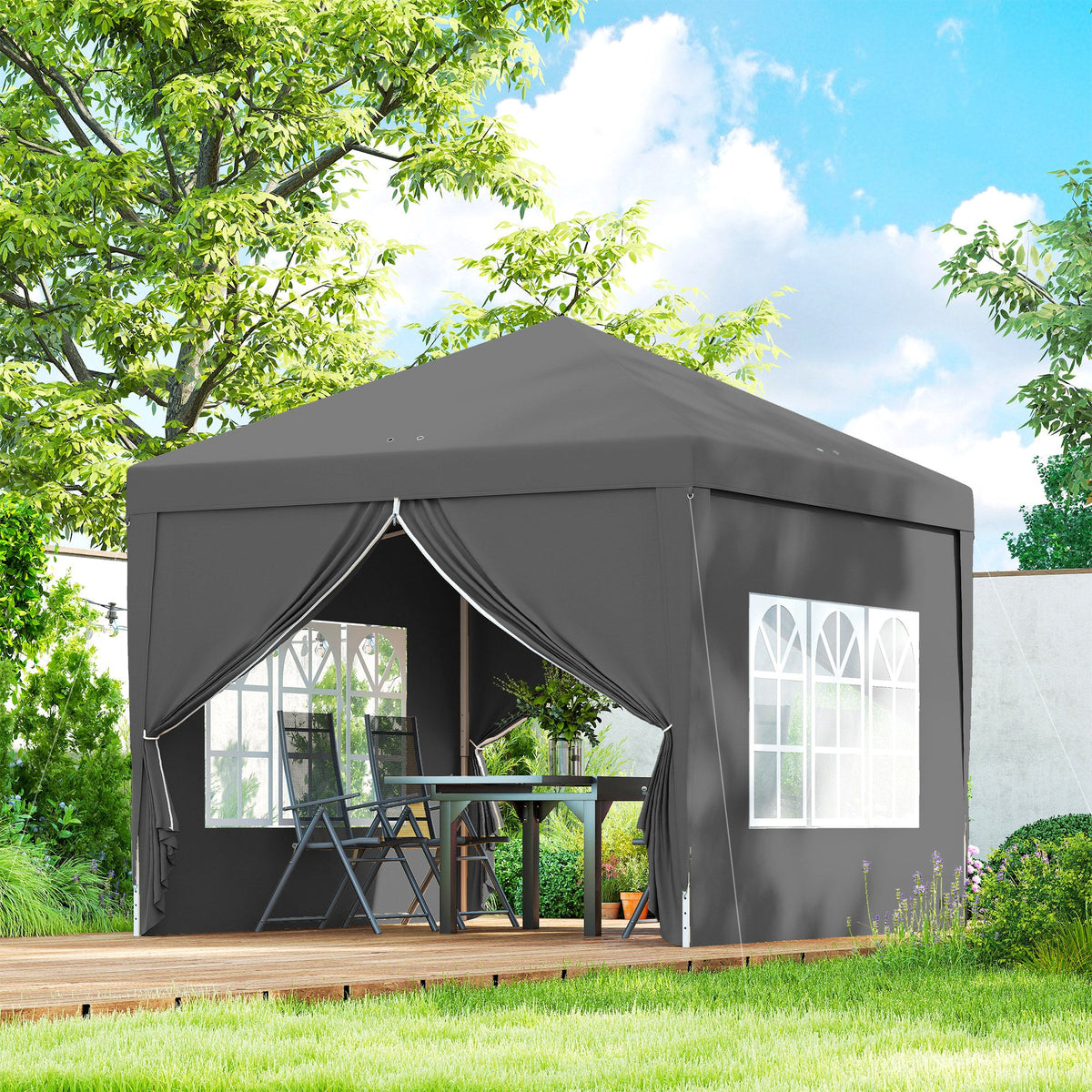10' x 10' Pop-Up Party Tent Canopy with Carrying Bag, Grey