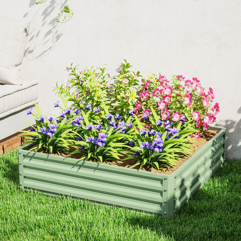 4' x 4' x 1' Galvanized Raised Garden Bed for Vegetables, Light Green