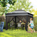 10.7 x 10.7ft Pop-Up Gazebo with Mesh Curtains & UV30 Roof, Dark Grey