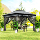 10.7 x 10.7ft Pop-Up Gazebo with Mesh Curtains & UV30 Roof, Dark Grey