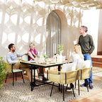 5 Piece Rattan Garden Dining Set with Stackable Chairs, Beige