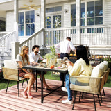 5 Piece Rattan Garden Dining Set with Stackable Chairs, Beige