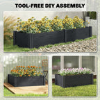 6.5 x 2 x 1ft Vinyl Raised Garden Bed with Divider, Grey Wood Effect
