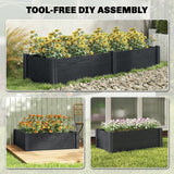 6.5 x 2 x 1ft Vinyl Raised Garden Bed with Divider, Grey Wood Effect
