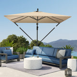 Offset Patio Umbrella with Base, Cover and Tilt Function, Khaki