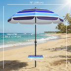 78" Beach Umbrella with Foldable Table, Cup Holder and Carry Bag, Multicolor