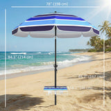 78" Beach Umbrella with Foldable Table, Cup Holder and Carry Bag, Multicolor