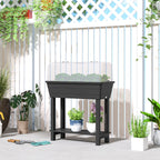 41L Self-Watering Raised Garden Bed with Lid and Shelf, Black