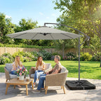 3 m Cantilever Parasol with Weights, Cover & Cross Base, Light Grey