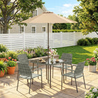 4-Person Rattan Dining Set with Tempered Glass & Tilting Parasol, Light Grey