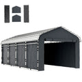 Carport Sidewalls with Roll-Up Door for 10' x 15' Structure, UPF50+ Waterproof PE Tarp, Dark Grey