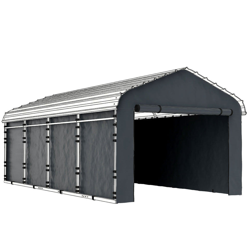 Carport Sidewall Panels Set of 4 for 10' x 15' Carports in Dark Gray