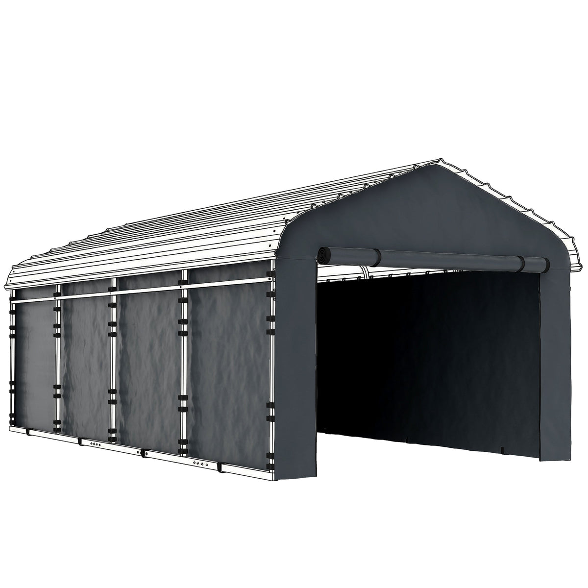 Carport Sidewall Panels Set of 4 for 10' x 15' Carports in Dark Gray