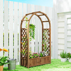 59.8" Raised Garden Bed with Arch Trellis for Climbing Plants, Dark Brown