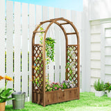 59.8" Raised Garden Bed with Arch Trellis for Climbing Plants, Dark Brown