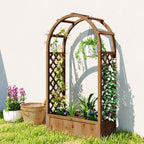 59.8" Raised Garden Bed with Arch Trellis for Climbing Plants, Dark Brown
