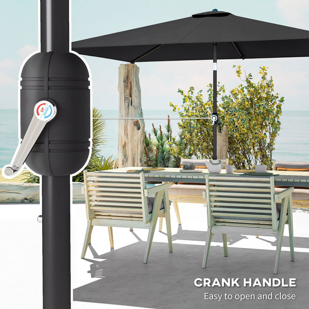 3 x 2 m Garden Parasol with Crank Handle and Tilt Function, Black