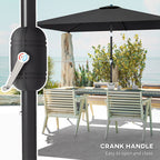 3 x 2 m Garden Parasol with Crank Handle and Tilt Function, Black