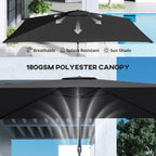 3 x 2 m Garden Parasol with Crank Handle and Tilt Function, Black