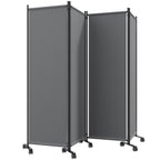 4 Panel Folding Room Divider with Lockable Wheels, Dark Grey