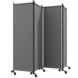 4 Panel Folding Room Divider with Lockable Wheels, Dark Grey