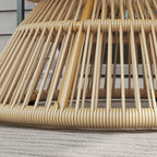 Rattan Outdoor Coffee Table with Tempered Glass Top, Nature Wood