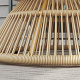 Rattan Outdoor Coffee Table with Tempered Glass Top, Nature Wood