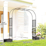 7.2ft Garden Arch with 2 Planter Boxes for Climbing Plants, Black