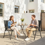 Set of 2 Folding Garden Chairs with High Back and Armrests, Black