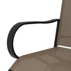 Set of 2 Bar Height Swivel Patio Stools with Armrests and Mesh Seats, Tan